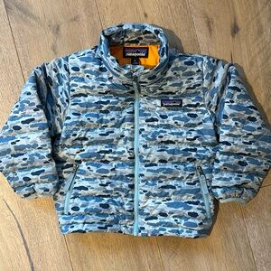 Patagonia Hi Loft Baby Down Sweater Jacket - Blue Camo Boys - Size 3T
